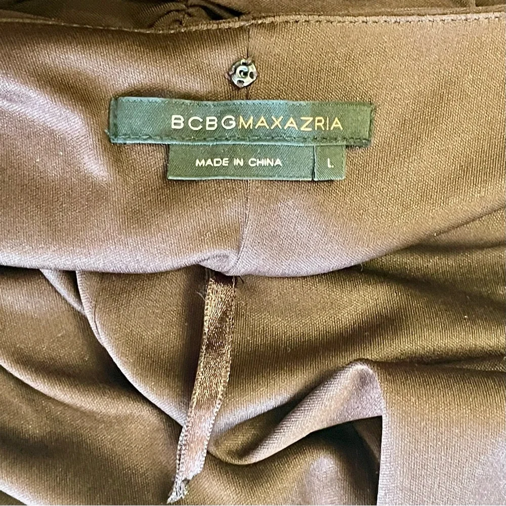 VTG Y2K BCBG MAXAZRIA Brown Ruched Halter Chiffon Ribbon Asymmetrical Dress - Picture 16 of 16